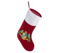 Calcetines navideños novedosos con el escudo de armas de Dominica, adornos colgantes para árbol de Navidad y chimenea.
