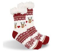 Calcetines navideños para mujer 39-42, calcetines de felpa navideños calcetines de reno calcetines navideños gruesos calcetines cálidos Heat Holders Stopper calcetines acogedores divertidos