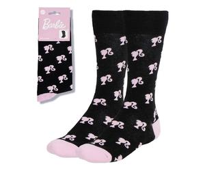 Calcetines Negros Barbie con Detalles Rosa - Talla Única 36-43