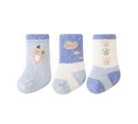 Calcetines Niño Deporte - Calcetines Calcetines De Suelo Calcetines De Invierno Animados Cálidos Lindos Otoño Animados Moda 3 Piezas (Blue L Infant)