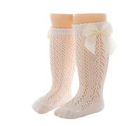 Calcetines Niño Divertidos - Calcetines hasta La Rodilla para Bebés Y Niños Pequeños 1 Paquete De Medias Largas con Calcetines con Volantes Mallas Escolares (White L Infant)