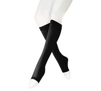 Calcetines Opacos de Compresión Calcetines Hasta La Rodilla Con Cierre Médico Sujeción Firme 20-30 Mmhg - Punta Abierta - Calcetines Unisex Negro Grande
