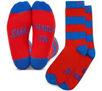 Calcetines para aficionados al fútbol, gran regalo para los fanáticos del fútbol, "Shhh! The Match Is On", rojo/azul, Talla única