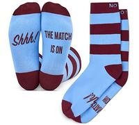 Calcetines para aficionados al fútbol, gran regalo para los fanáticos del fútbol, "Shhh! The Match Is On", Claret/azul, Talla única