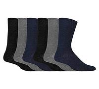 Calcetines para diabéticos, con ajuste superior en forma de panal, sin costuras, 6 pares, de la marca Gentle Grip (Talla Europa: 39-45) Black/Navy/Grey Large