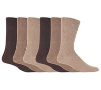 Calcetines para diabéticos, con ajuste superior en forma de panal, sin costuras, 6 pares, de la marca Gentle Grip (Talla Europa: 39-45) Marrones Large