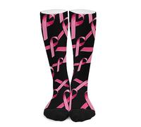 Calcetines Para Hombres Y Mujeres Cinta De Satén Rosa Contra El Cáncer De Mama Cómodos Divertidos Calcetines Para Caminar, Para Caminar, Senderismo, El Uso Diario, 50cm