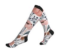 Calcetines Para Hombres Y Mujeres Estampado Flower Ruborizado Humedad Wicking Transpirables Calcetines La Bici, Para El Uso Diario, Yoga, Baloncesto, 50cm