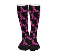Calcetines Para Hombres Y Mujeres Lazo Rosa Contra El Cáncer De Mama Suaves Humedad Wicking Calcetines Futbol, Para Entrenamiento, Senderismo, Caminar, 50cm