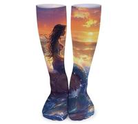 Calcetines Para Hombres Y Mujeres Peces En El Arrecife Al Atardecer Suaves Divertidos Calcetines La Bici, Para Entrenamiento, Baloncesto, Adulto, 50cm