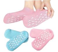 Calcetines para mascarilla para pies, 2 pares de calcetines hidratantes, gel con parte inferior antideslizante, fáciles de limpiar para reparar y suavizar la piel seca y agrietada de los pies