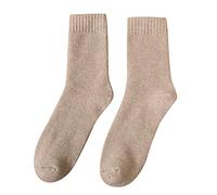 Calcetines para mujer en otoño e invierno, además de terciopelo, acolchados, cálidos, color sólido, calcetines largos de algodón para mujer, aunque son altos, caqui, Altoa única