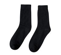 Calcetines para mujer en otoño e invierno, además de terciopelo, acolchados, cálidos, color sólido, calcetines largos de algodón para mujer, aunque son altos, Negro, Altoa única