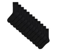 Calcetines para niños pack de 12, calcetines negros con talón y puntera de colores, duraderos y cómodos, mezcla de algodón con elastano elástico, con borde acanalado que se mantiene en su lugar