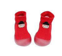 Calcetines para niños, zapatillas de estar por casa para niños y niñas, transpirables, antideslizantes, ligeras, suelas suaves, anticolisión, flexibles, cómodas, rojo, 18 EU