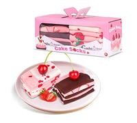 Calcetines Rollo de Pastel Mujer Niñas Divertidos - Personalizados Originales Dibujos Graciosos Frikis Colores Arte - Regalos Originales Navidad Cumpleaños para Mujer Joven Chicas Jovenes-2 Pares