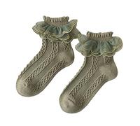 Calcetines Sin Costuras NiñOs-Calcetines Bebe 6-9 Meses Medias De Encaje De AlgodóN para NiñAs, Calcetines De Baile para NiñAs Durante La Primavera Y El OtoñO (Green, 25)