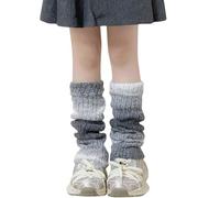 Calcetines Ski Niños - Calentadores De Piernas para Niños Calentadores De Piernas Tejidos Calcetines Sueltos Calentadores De Piernas hasta La Rodilla para Niñas (Grey One Size)
