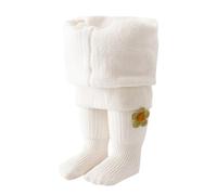 Calcetines Ski Niños - Medias Gruesas Ajustadas De Lana para Niña Pequeña Medias Ajustadas De Punto con Pantimedias Cálidas De Invierno con (White L)