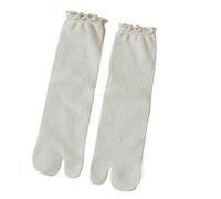 Calcetines Tabi Calcetines casuales de algodón dos dedos con tubo medio for mujer, sandalias verano abertura elástica y(Beige2)