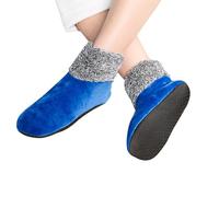 Calcetines térmicos antideslizantes con forro polar cálido para mujer, para el hogar, interiores, para adultos, para niñas y niños pequeños, azul, Altoa única