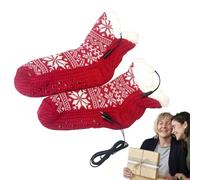 Calcetines Térmicos Eléctricos, Calentamiento Eléctrico USB con Diseño Copos de Nieve, Calentador Portátil para Pies en Invierno Unisex para Senderismo Ciclismo Motocicleta Caza, Moto Ciclismo