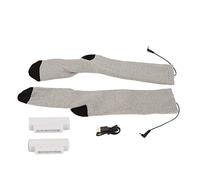 Calcetines térmicos eléctricos con batería recargable, algodón, calcetines térmicos para invierno al aire libre, hombres y mujeres (gris claro y negro)