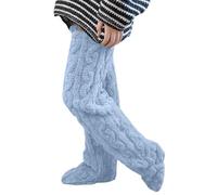 Calcetines Térmicos Invierno Largos Cómodos para el Pantalones de Lana Calentadores Piernas Elásticos y (Blue, One Size) #765