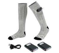 Calcetines Termicos Mujer con Bateria, Calcetines Calefactables Recargables, Heated Socks Hombre, Lavables, para Esquí de Invierno, Correr, Senderismo, Ciclismo(Gray,Socks+5000mAh Flat)