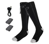 Calcetines Termicos Mujer con Bateria, Calcetines Calefactables Recargables, Heated Socks Hombre, Lavables, para Esquí de Invierno, Correr, Senderismo, Ciclismo(Black,Socks+4000mAh Curved)