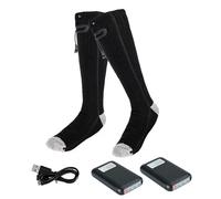 Calcetines Termicos Mujer con Bateria, Calcetines Calefactables Recargables, Heated Socks Hombre, Lavables, para Esquí de Invierno, Correr, Senderismo, Ciclismo(Black,Socks+5000mAh Flat)