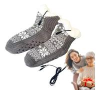 Calcetines térmicos para mujer - Calcetines térmicos USB con diseño de copo de nieve recargables - Suministro de calor para pies en frío para mujer y hombre, para caminar, motocicleta, pesca, esquí