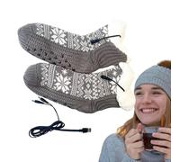 Calcetines térmicos para mujer | patrón de copos de nieve calentados por USB, plantillas de calor eléctricas para pies, función de calefacción para pies portátiles para mujeres y hombres, para caminar