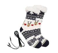 Calcetines térmicos USB - Piel de cordero de fibra acrílica de 22 cm | Calentadores de pies eléctricos recargables antideslizantes para interiores | Calcetines unisex de invierno para clima frío