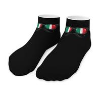 Calcetines tobilleros con estampado de bandera italiana, gafas y bigote, deportivos, informales, cortos, para mujer y hombre.