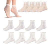 Calcetines Tobilleros Mujer - Pack de 12, Diseño Elegante y Cómodo, con Encaje, Transpirables y Estilo Moderno con Puntos