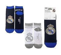 Calcetines Tobilleros Niño Real Madrid - Pack 2 Pares Calcetines Deportivos Cortos y Transpirables, Fútbol, Running, Colegio y Uso Diario Diseño Original del Real Madrid