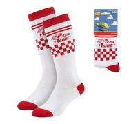 Calcetines Toy Story Pizza Planet Unisex Adulto - 1 Par Talla 38-45, Algodón Elástico 65% Suaves y Transpirables, Diseño Blanco y Rojo, Licencia Oficial para Uso Diario y Regalo