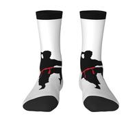 Calcetines unisex con estampado de karate para adultos, para hombres, mujeres, niños, adolescentes, para niños y niñas, 2 Negro-1, talla única