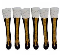 Calcetines unisex divertidos con patas de pollo hasta la rodilla, regalos divertidos, 3 pares amarillos., M