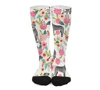 Calcetines unisex novedosos, diseño floral de perro lobo irlandés, lindo perro mascota, calcetines de vestir a media pantorrilla, calcetines deportivos hasta la rodilla, medias atléticas de tubo largo