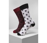 Urban Classics Skull Allover 2-Pack Calcetines, Burgundy/White, 47-50 Unisex Adulto