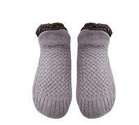Calcetines y pantuflas térmicas para interiores mujer, calcetines térmicos antideslizantes interiores, de terciopelo, tejidos el suelo (Grey, L) mujer algodon Mujer Dim Para Calcetín Termico