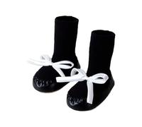Calcetinesninos - Calcetines De Bebé Estilo Coreano con Diseño De Lazo para Niños Pequeños Calcetines De Suelo para Otoño Ideales para Aprender A Caminar Zapatos De Bebé con (Black2 2-25 Years)