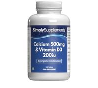 Calcio 500mg & Vitamina D3 200iu | Contribuye a la salud ósea y dental | Contribuye a la función muscular normal | Apto para veganos y vegetarianos | 180 comprimidos = 3 meses de suministro