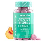 Calcio con Vitamina D3 y K2-60 Gominolas - Sin Gluten - 400 mg de Calcio, 600 UI de Vitamina D y 200 µg de Vitamina K2 por Ración - para Huesos, Dientes y Músculos - 1 Mes - Novomins