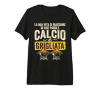Calcio e Grigliata Design Sportivo Barbacoa Uomo Camiseta Premium