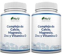Calcio, Magnesio, Zinc y Vitamina D de Alta Potencia - 365 Comprimidos Vegetarianos (1 año) - Osteo Complex con Selenio, Cobre, Manganeso y Boro - Fabricado en Europa - Nu U Nutrition (Paquete de 2)