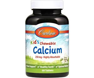 Calcio masticable para niños, 250 mg Vainilla natural - 60 comprimidos