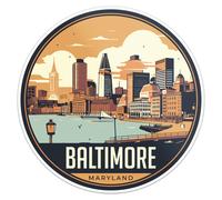 Calcoman a de la ciudad de Baltimore - Vinilo impermeable para parachoques de auto, laptop, botella de agua, pared y ventana. Tama o: 3'' (lado m